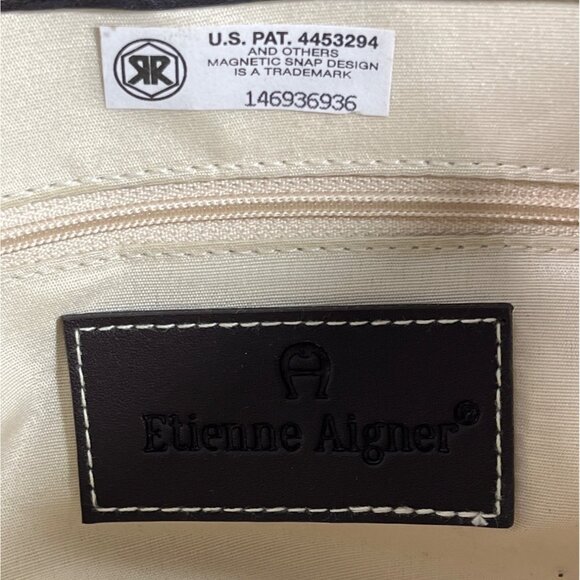 Etienne Aigner Women's Brown And Beige Woven Shoulder Bag and Wallet 2 Piece Set - Picture 11 of 16